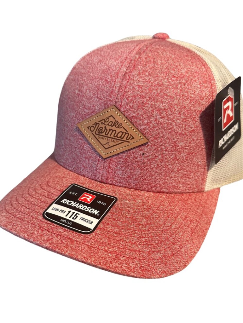 Lake Norman Leather Patch Trucker Snapback Hat (New With Tags)